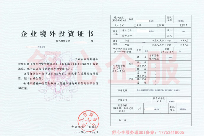 境外投资证明文件